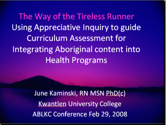 Appreciative Inquiry and First Nations Health Professionals